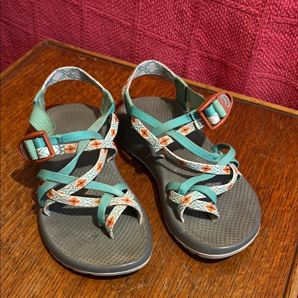 Chaco Teal and Orange Sandals